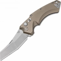 Автоматический складной нож Hogue Wharncliffe EX-A05, клинок Stonewash, сталь 154CM, рукоять пустынный алюминий купить в Ярославле