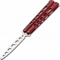 Тренировочный нож-бабочка (балисонг) Balisong Trainer, Boker Plus 01BO712, клинок из нержавеющей стали Zero-ground Plain (без заточки), рукоять стеклотекстолит G10, красный купить в Ярославле