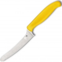 Универсальный кухонный нож Spyderco Z-Cut Serrated Offset Kitchen, сталь CTS™ — BD1 Alloy, рукоять желтый полипропилен купить в Ярославле