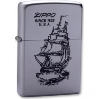 Зажигалка ZIPPO Boat-Zippo Satin Chrome, латунь с ник.-хром. покрыт., сереб., матовая, 36х56х12мм купить в Ярославле